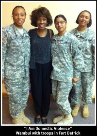 With Military troops after the "I Am Domestic Violence" show and workshop at Fort Detrick in Frederick, Maryland. - October 5, 2011